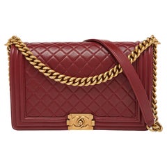Chanel Red Quilted Leather New Medium Boy Shoulder Bag