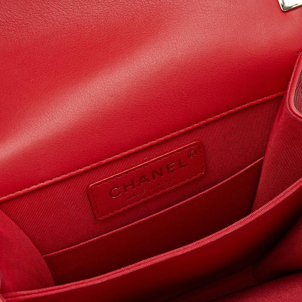 Chanel Red Quilted Leather North South Boy Shoulder Bag 4