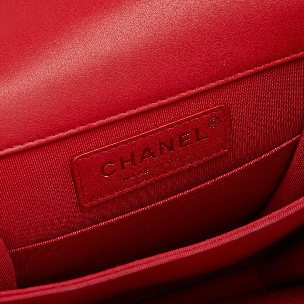 Chanel Red Quilted Leather North South Boy Shoulder Bag 5