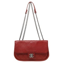 Chanel Red Quilted Leather Single Flap Bag