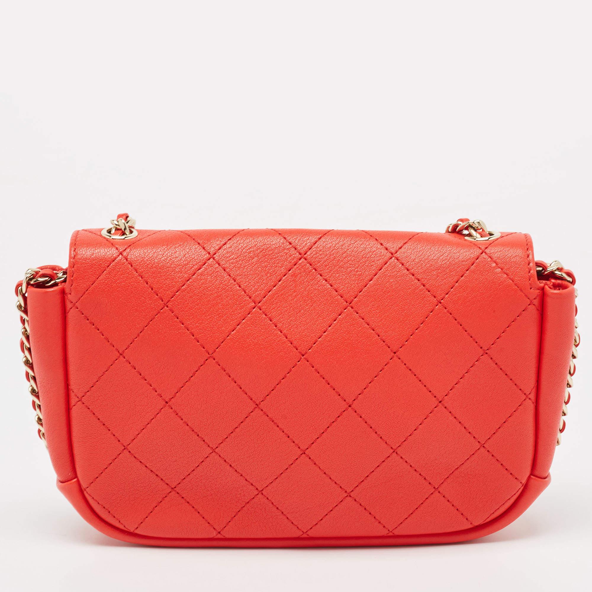 Chanel Red Quilted Leather Small Casual Trip Flap Bag For Sale 1