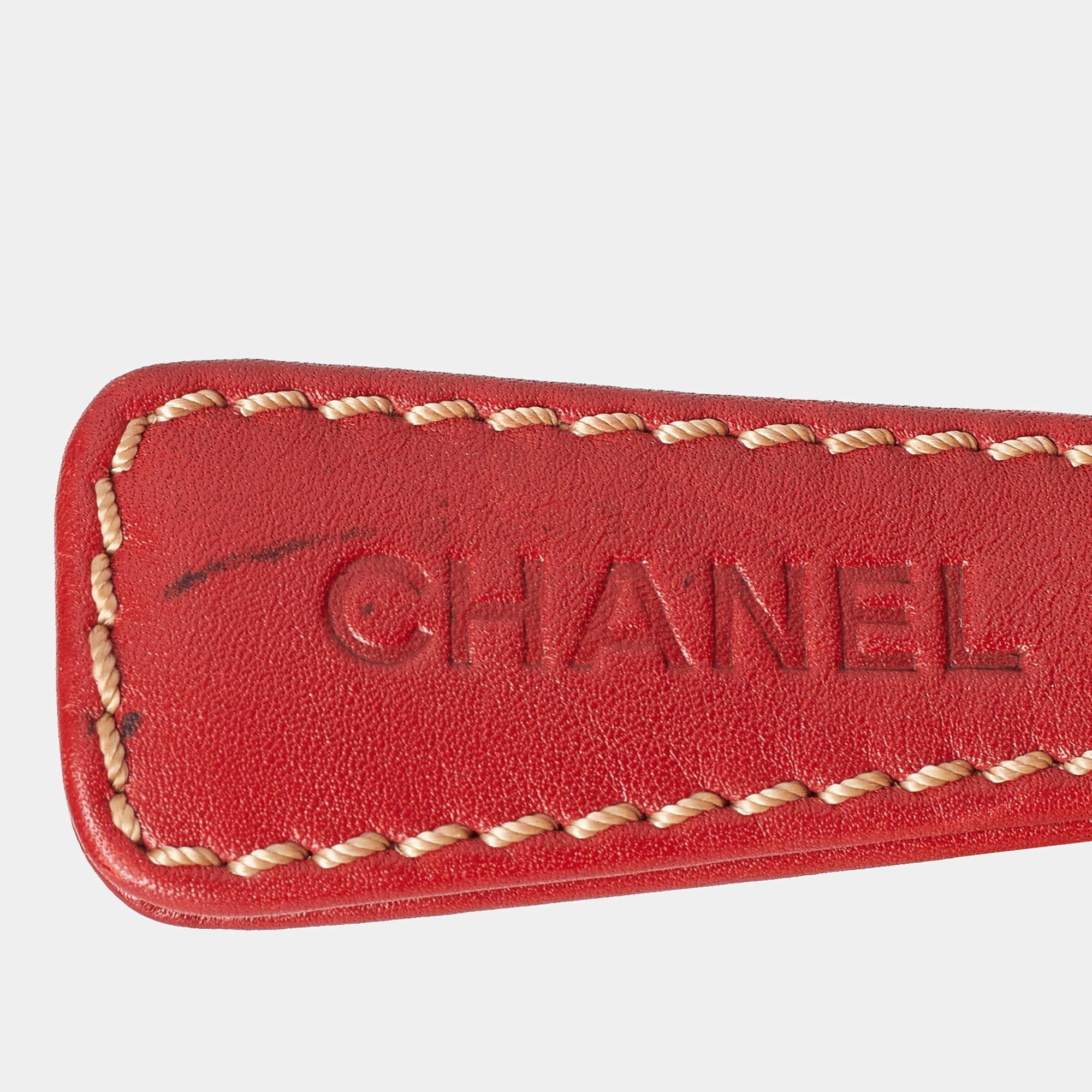 Chanel Red Quilted Leather Surpique Bowler Bag For Sale 8