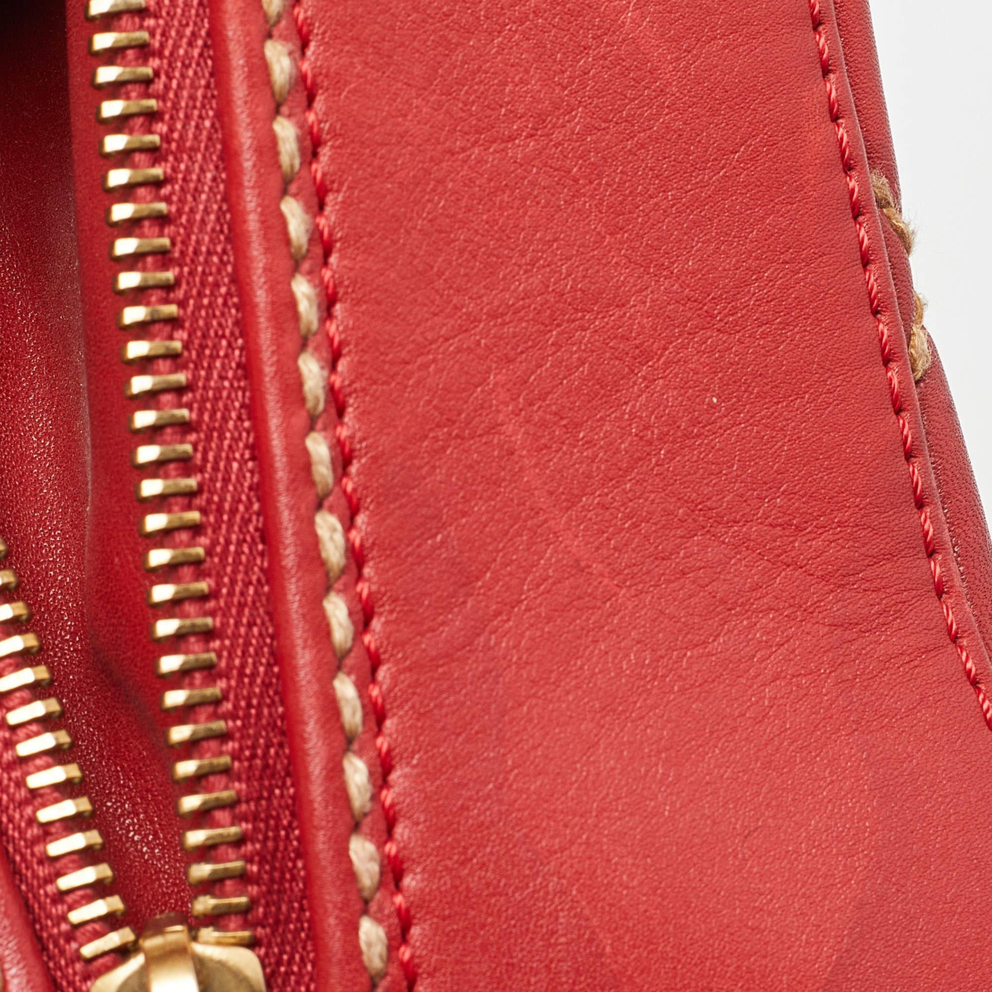 Chanel Red Quilted Leather Surpique Bowler Bag 8