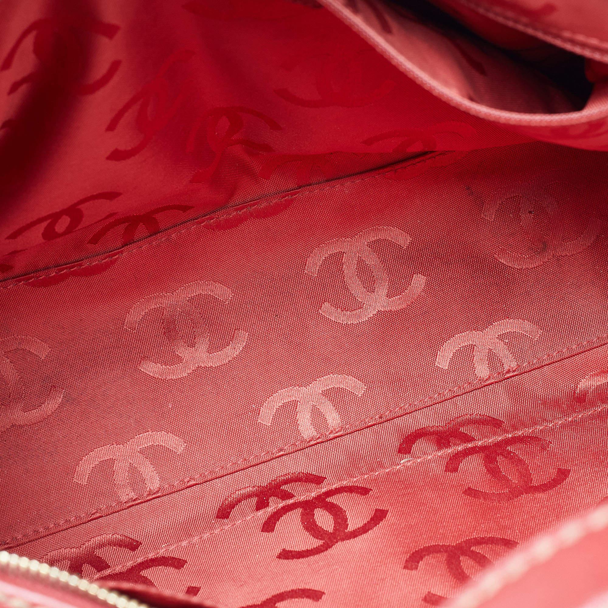 Chanel Red Quilted Leather Surpique Bowler Bag For Sale 2
