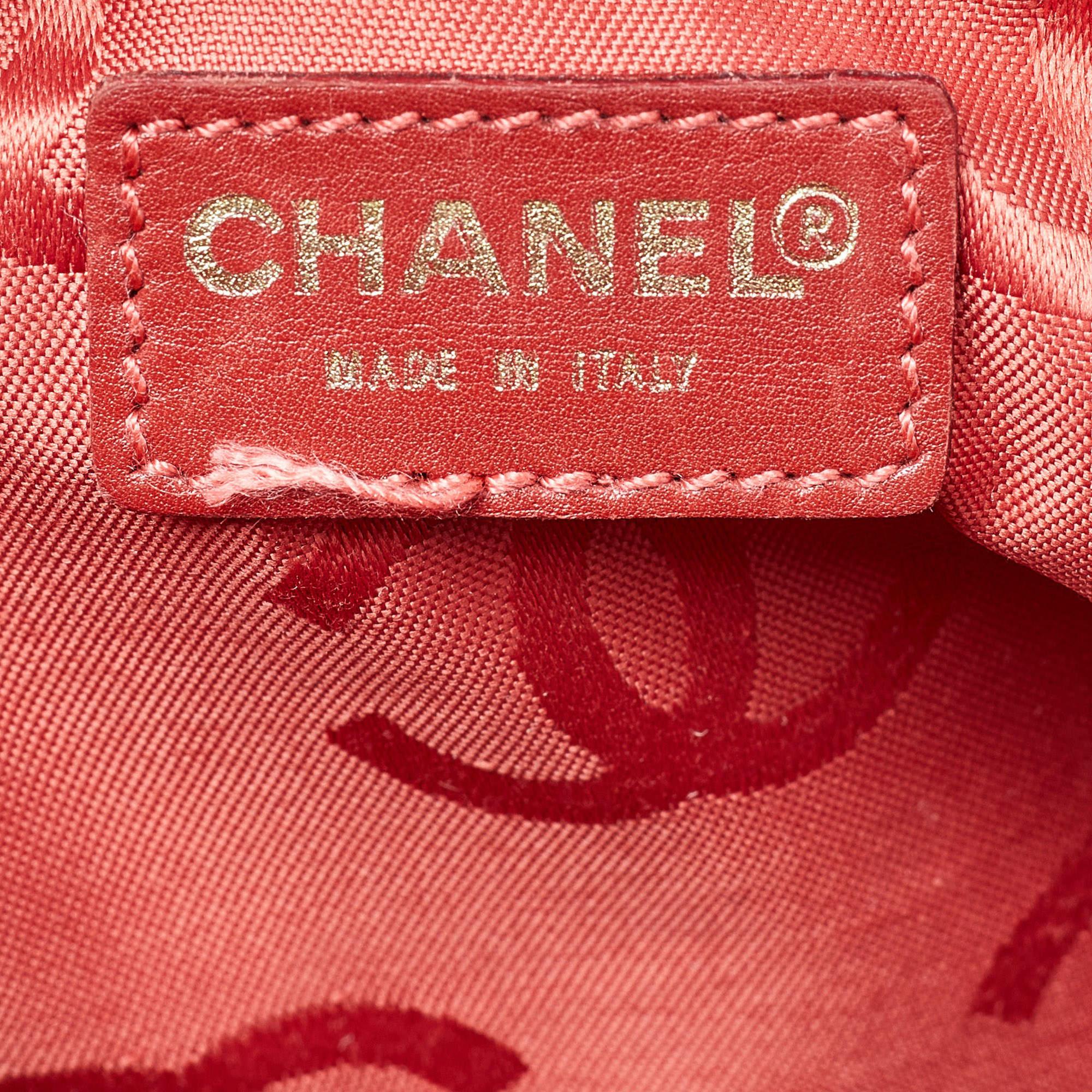 Chanel Red Quilted Leather Surpique Bowler Bag For Sale 3