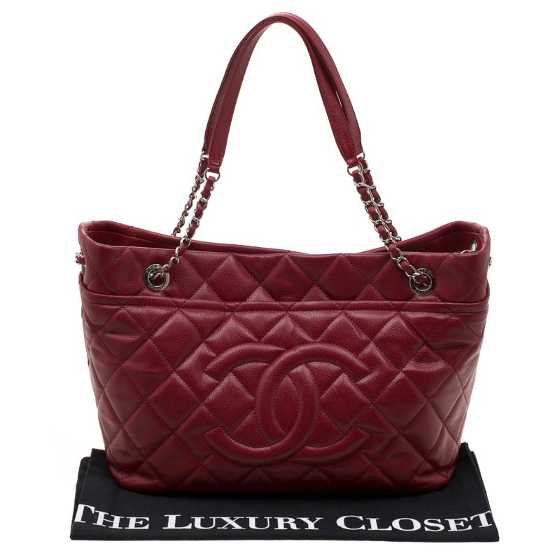 Chanel Red Quilted Leather Timeless CC Soft Tote 6