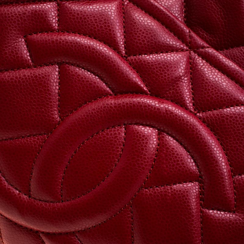 Chanel Red Quilted Leather Timeless CC Soft Tote 2