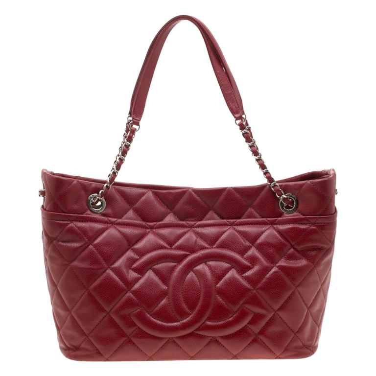 Chanel Red Quilted Leather Timeless CC Soft Tote