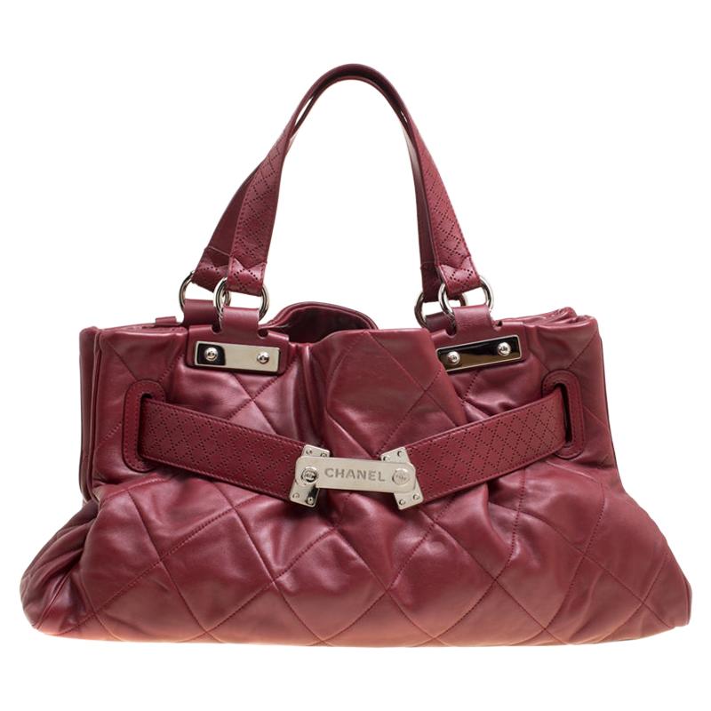 Chanel Red Quilted Leather Tote