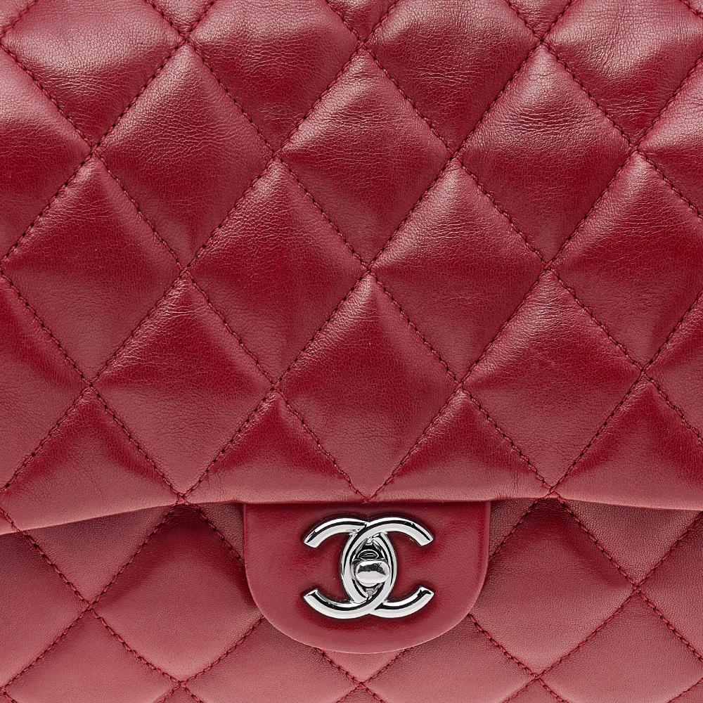 Chanel Red Quilted Leather Triple Accordion Maxi Flap Bag 5