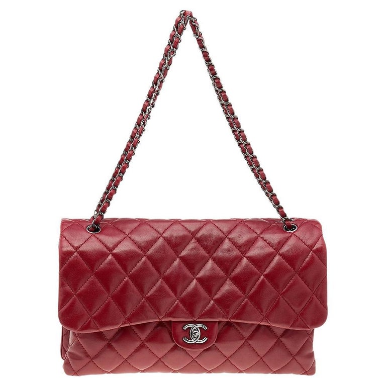 Chanel Red Quilted Leather Triple Accordion Maxi Flap Bag at 1stDibs