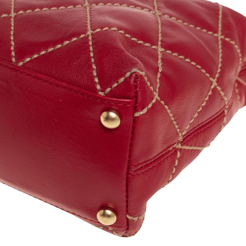 Chanel Red Quilted Leather Vintage Wild Stitch Bag 6