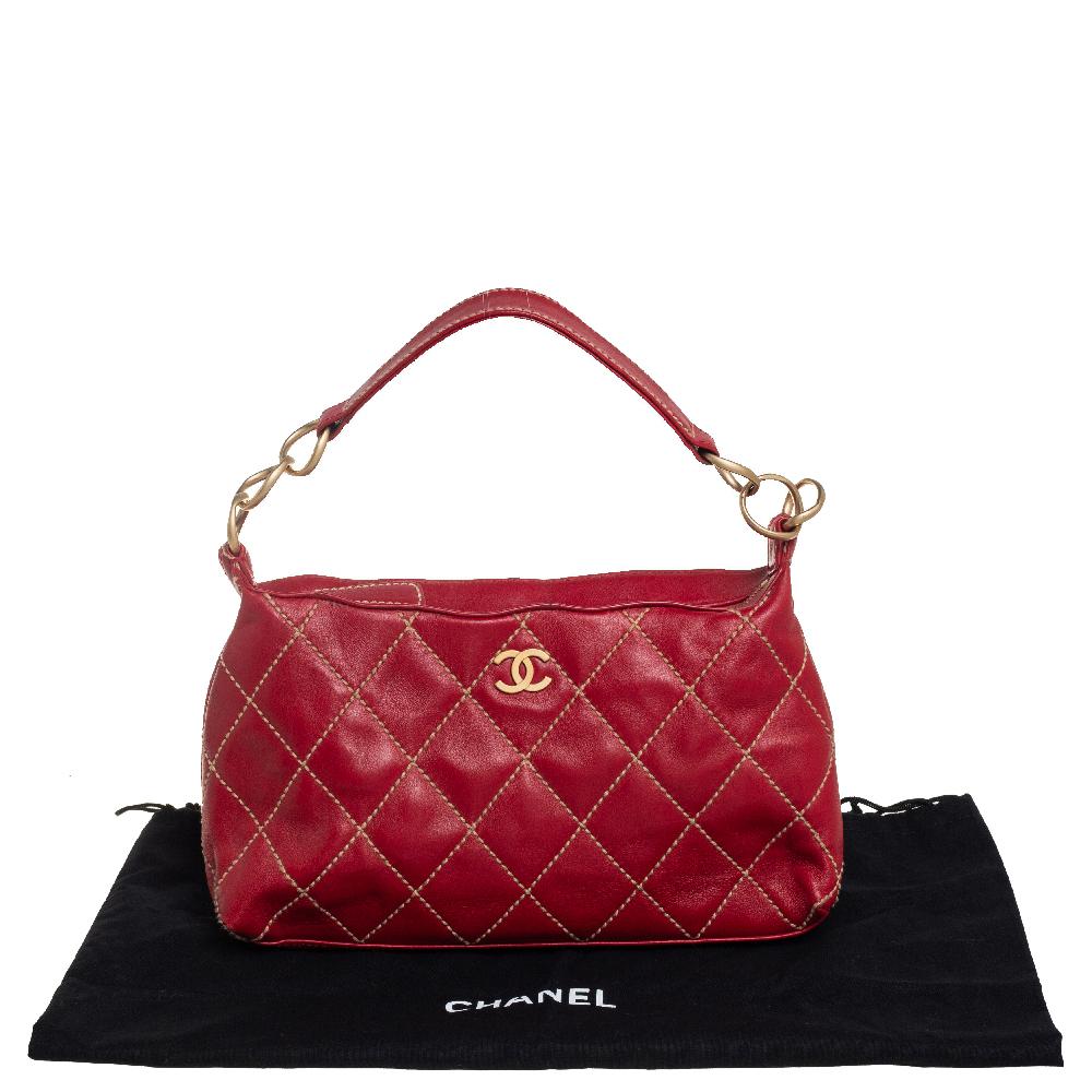 Chanel Red Quilted Leather Vintage Wild Stitch Bag 9