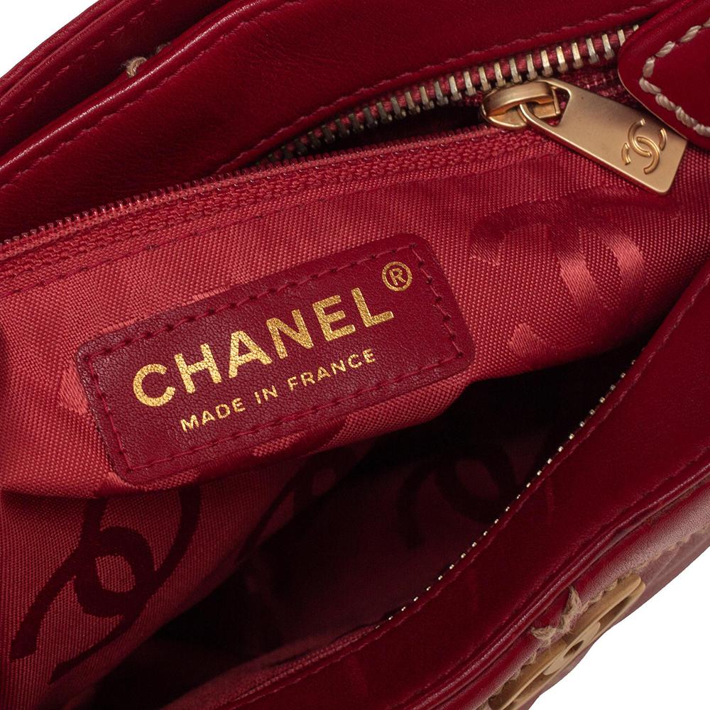 Chanel Red Quilted Leather Vintage Wild Stitch Bag 3
