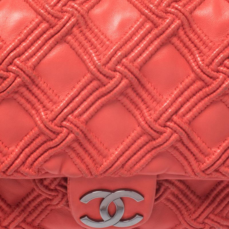 Chanel Red Quilted Leather Walk of Fame Flap Bag 2
