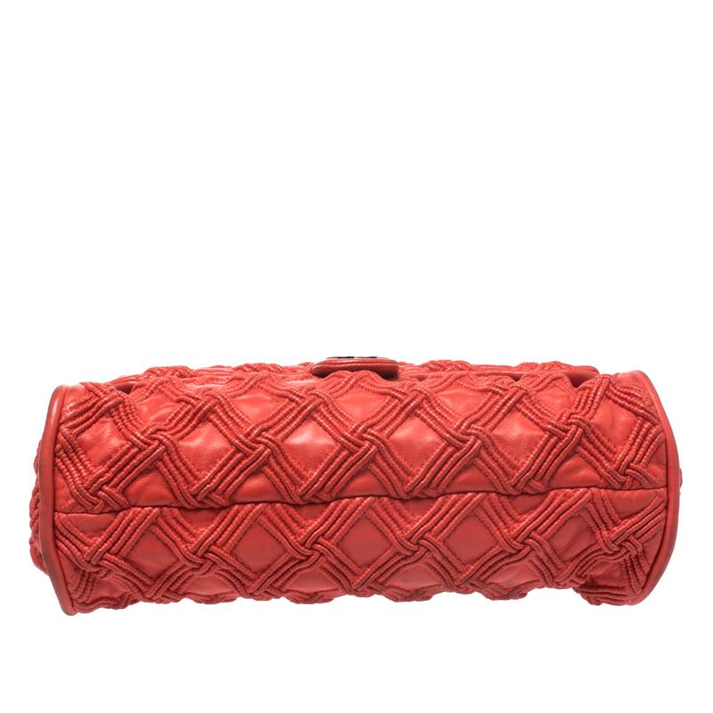 Chanel Red Quilted Leather Walk of Fame Flap Bag 4