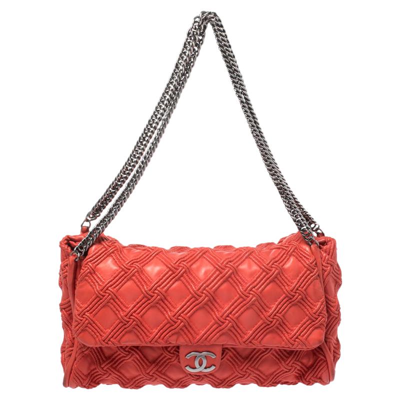 Chanel Red Quilted Leather Walk of Fame Flap Bag