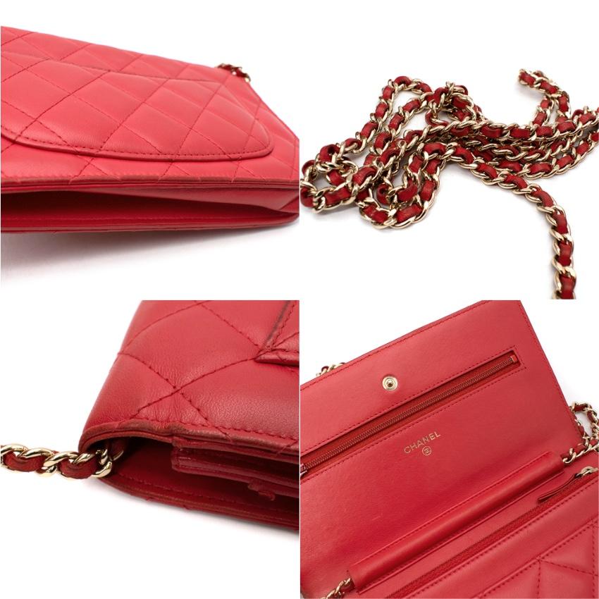Chanel Red Quilted Leather Wallet on Chain For Sale 4