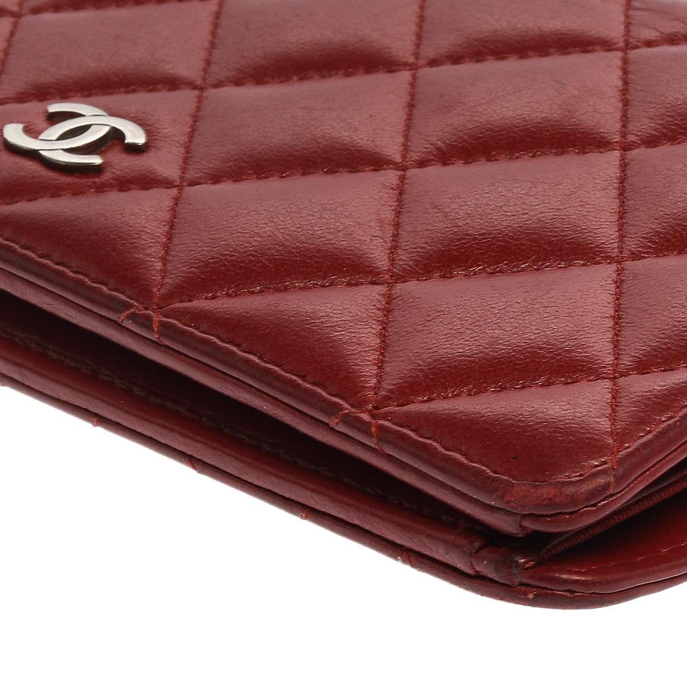 Chanel Red Quilted Leather Yen Continental Wallet 3