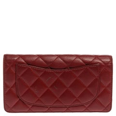 Chanel Red Quilted Leather Yen Continental Wallet