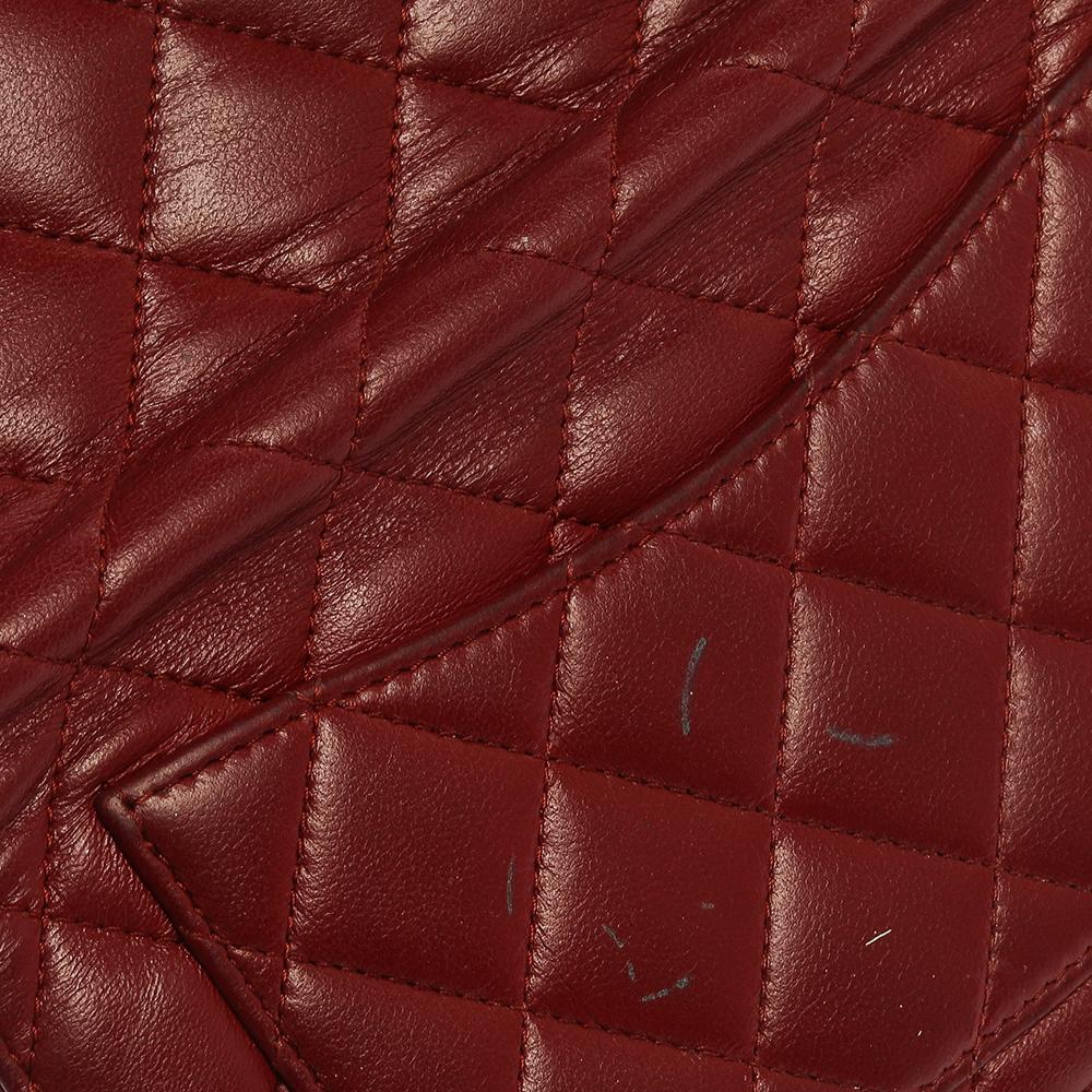 Brown Chanel Red Quilted Leather Yen Continental Wallet