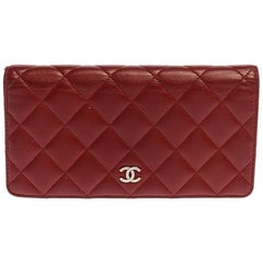 Chanel Red Quilted Leather Yen Continental Wallet