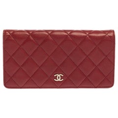 Chanel Red Quilted Leather Yen Continental Wallet