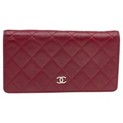 Chanel Red Quilted Leather Yen Continental Wallet