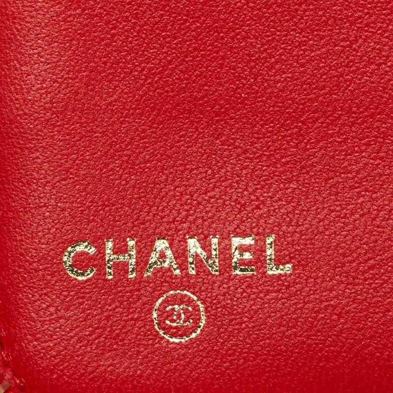 Chanel Red Quilted Leather Zip Around Organizer Wallet For Sale 6