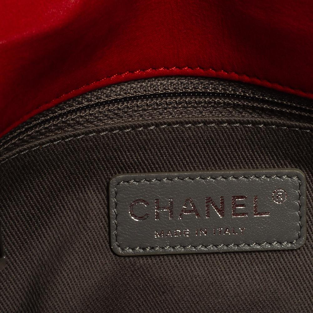 Chanel Red Quilted Nubuck Leather Small Diamond Crochet Stitch Flap Bag 3