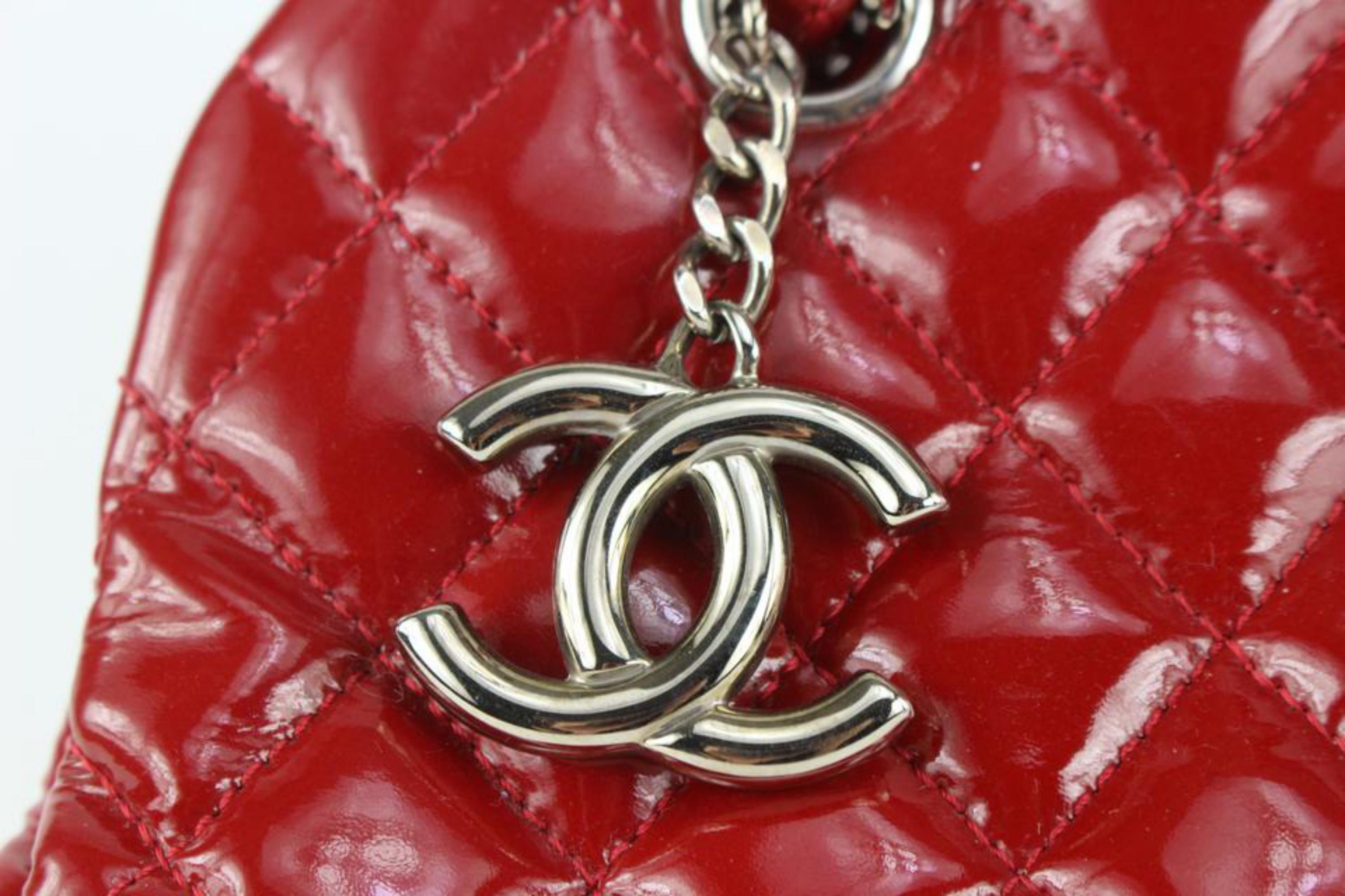 Chanel Red Quilted Patent Bowling Chain Bag 1123c28 7