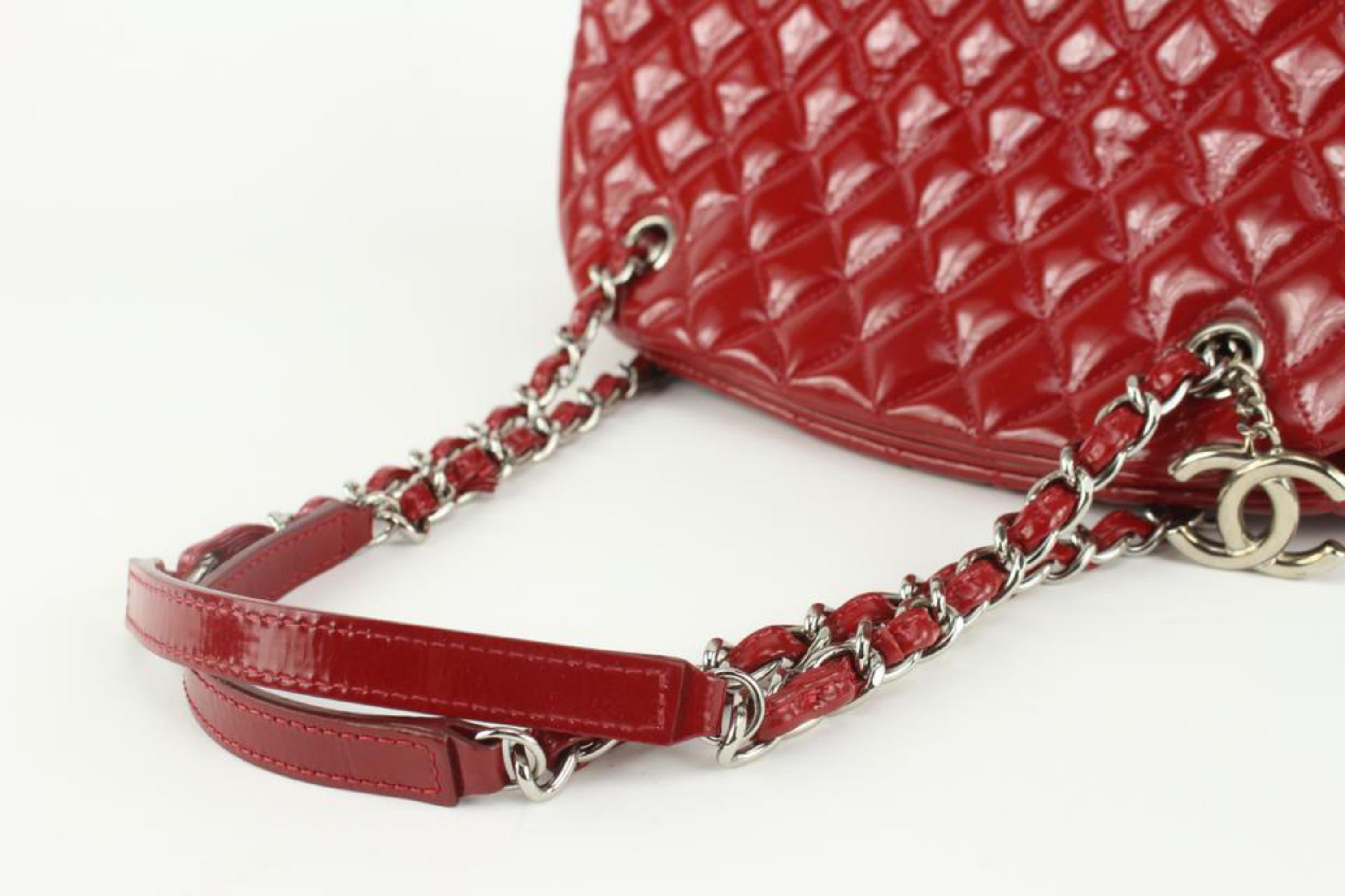 Chanel Red Quilted Patent Bowling Chain Bag 1123c28 1