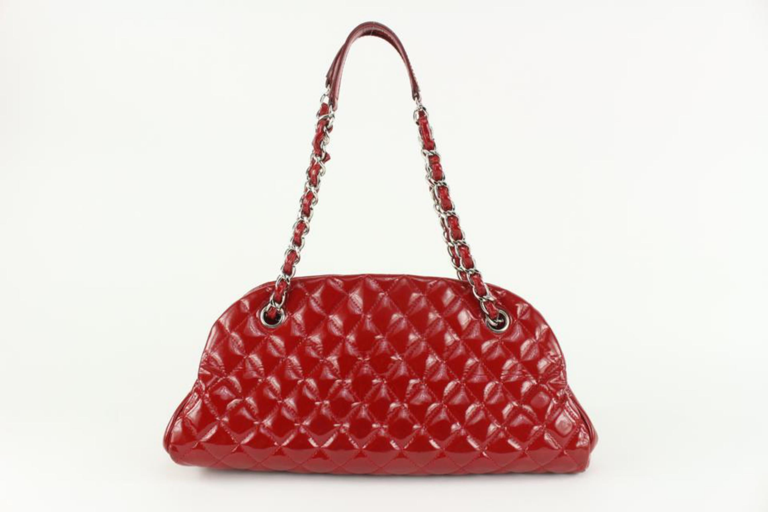 Chanel Red Quilted Patent Bowling Chain Bag 1123c28 2
