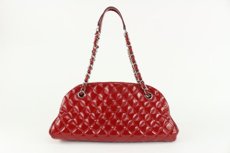 Chanel Red Quilted Patent Bowling Chain Bag 1123c28 For Sale at 1stDibs