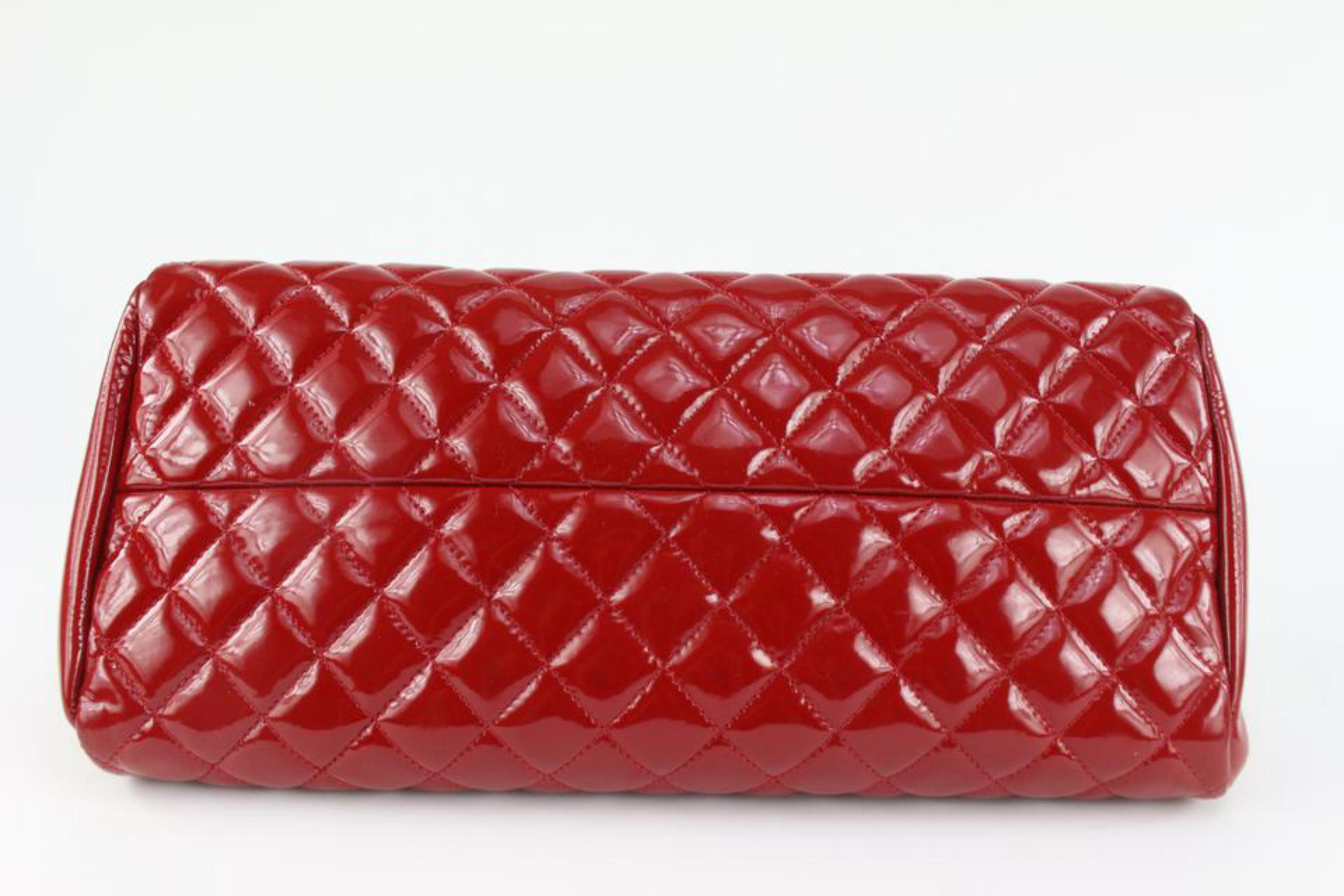 Chanel Red Quilted Patent Bowling Chain Bag 1123c28 4