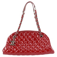 Chanel Red Quilted Patent Bowling Chain Bag 1123c28