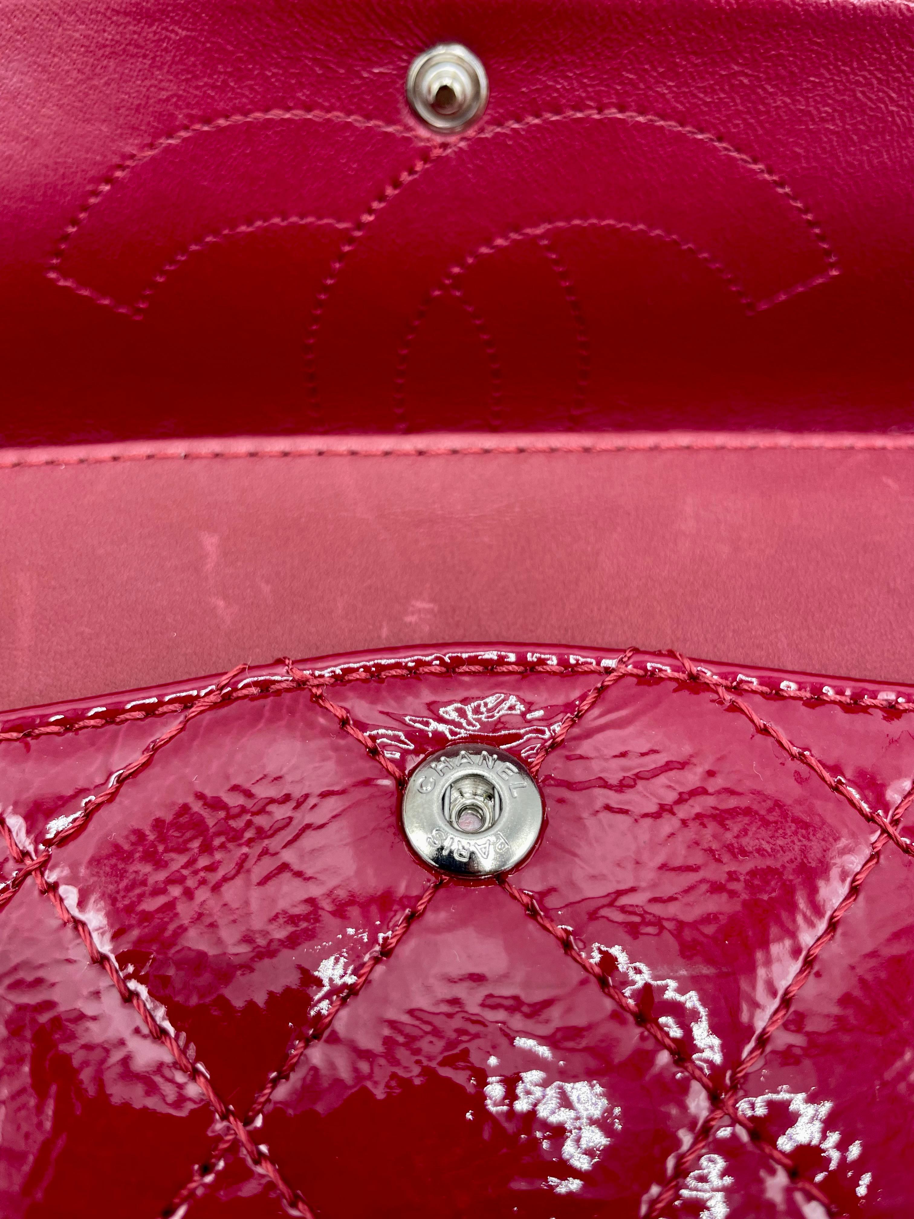 Chanel Red Quilted Patent Leather 2.55 For Sale 10