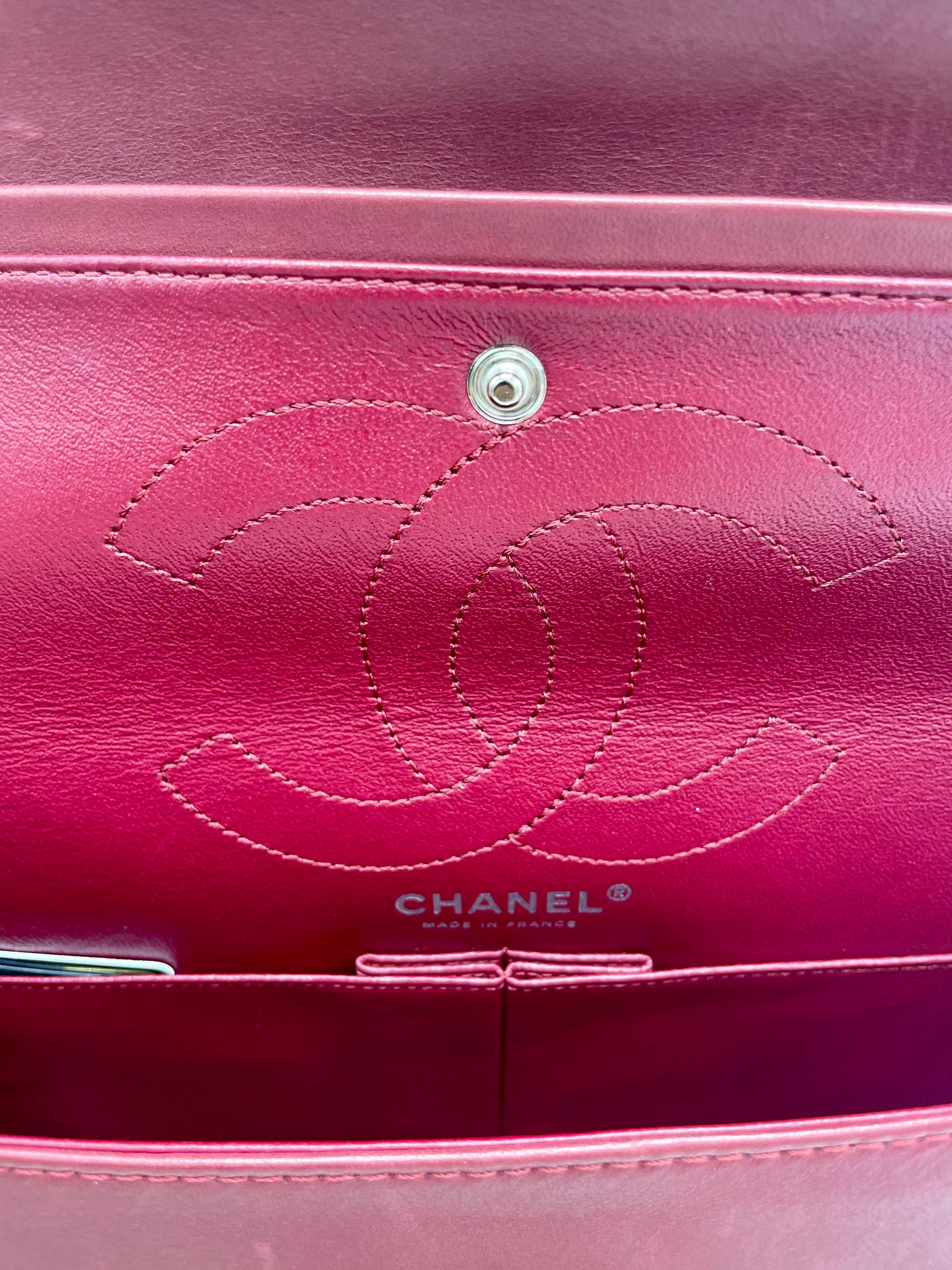 Chanel Red Quilted Patent Leather 2.55  For Sale 11