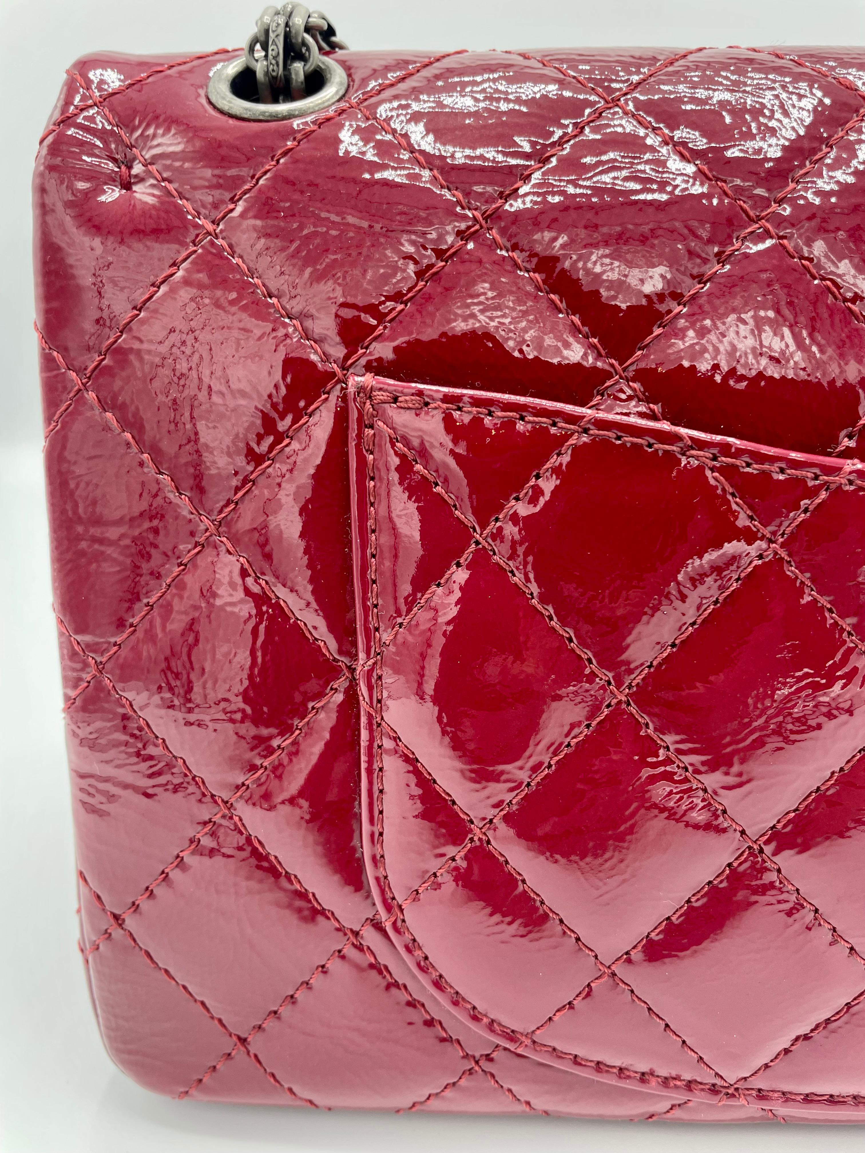 Chanel Red Quilted Patent Leather 2.55 For Sale 2