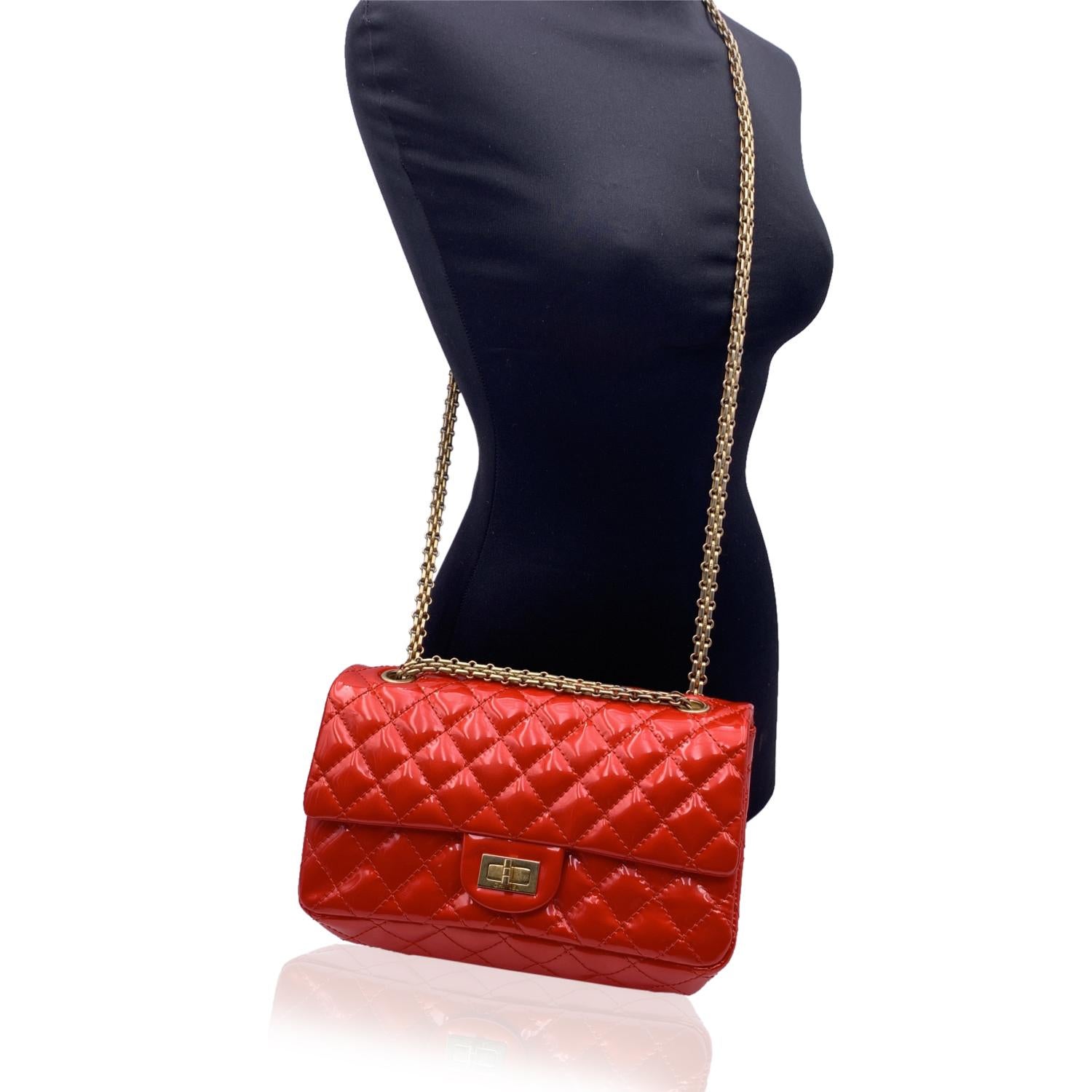 Women's Chanel Red Quilted Patent Leather 2.55 Reissue Accordion Flap Bag