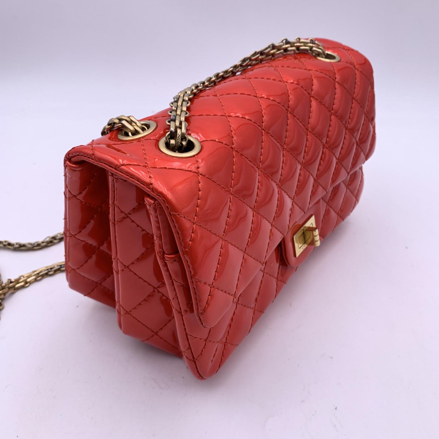 Chanel Red Quilted Patent Leather 2.55 Reissue Accordion Flap Bag 5