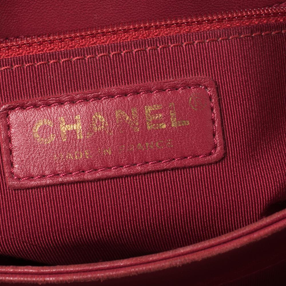 Chanel Red Quilted Patent Leather Envelope Lock 3 Accordion Flap Bag 4