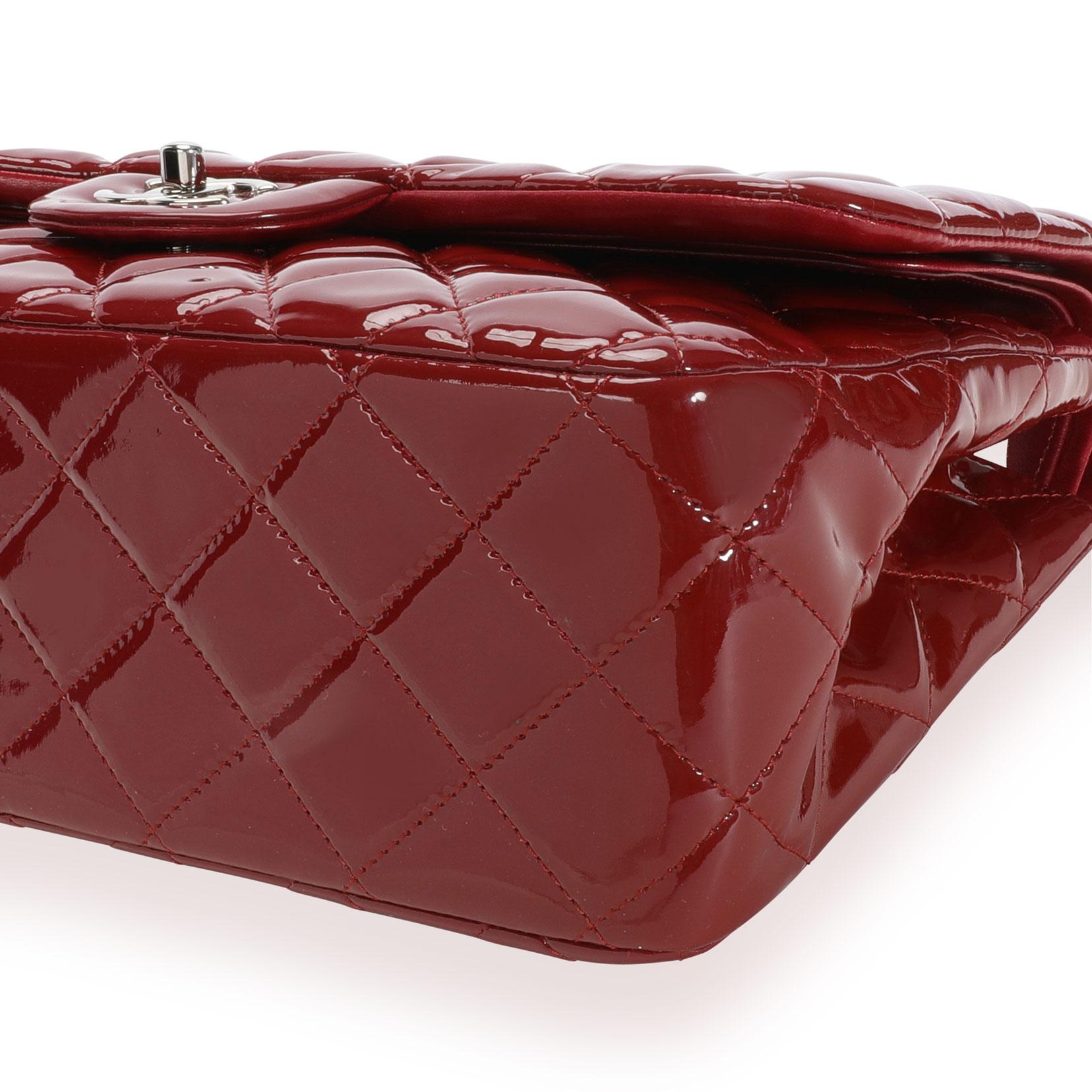 Women's Chanel Red Quilted Patent Leather Jumbo Classic Double Flap Bag