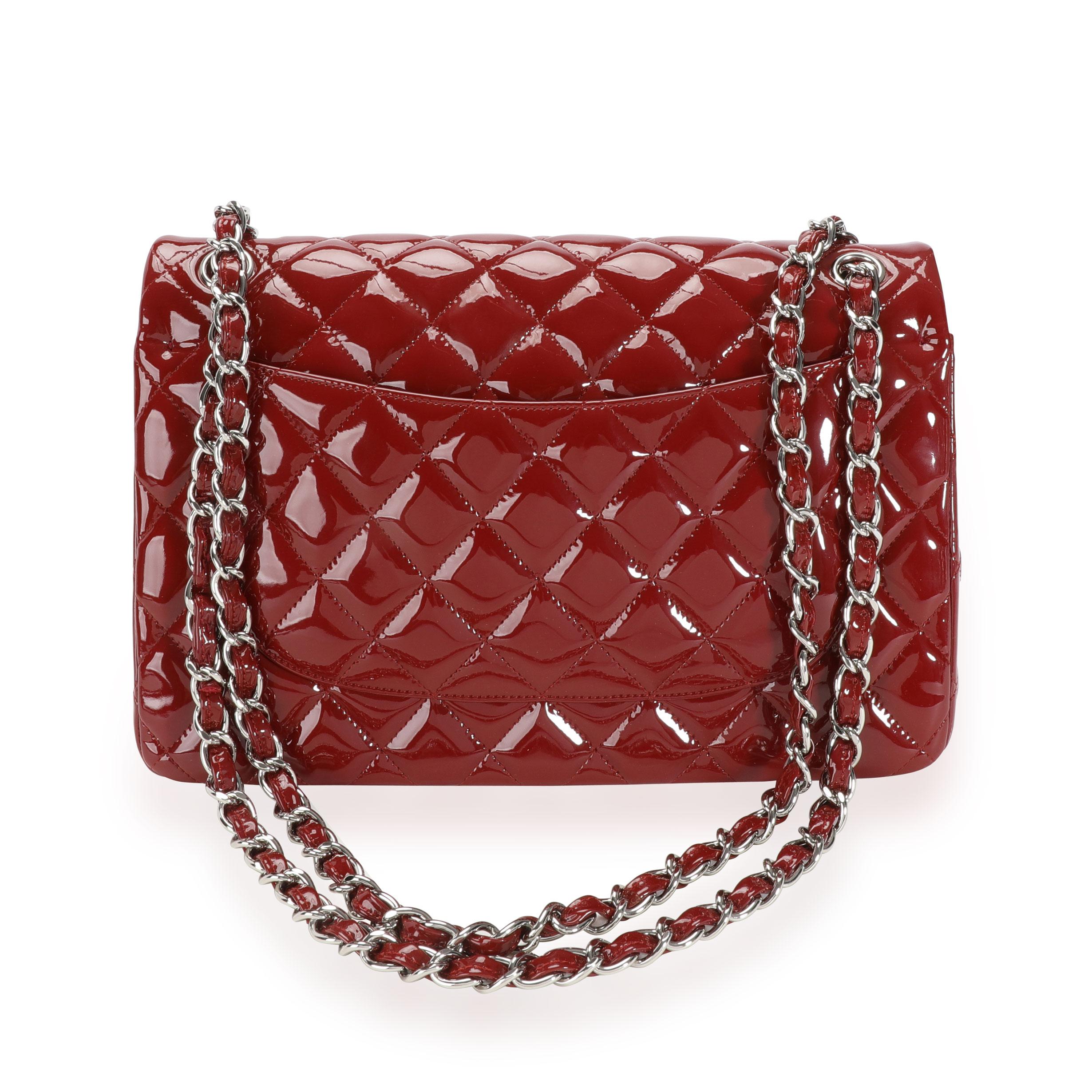 Chanel Red Quilted Patent Leather Jumbo Classic Double Flap Bag 1