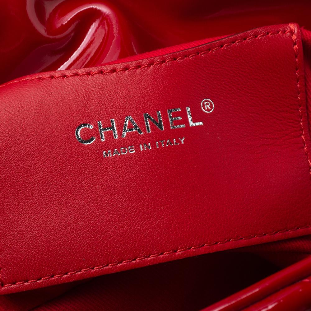 Chanel Red Quilted Patent Leather Just Mademoiselle Bowler Bag 5