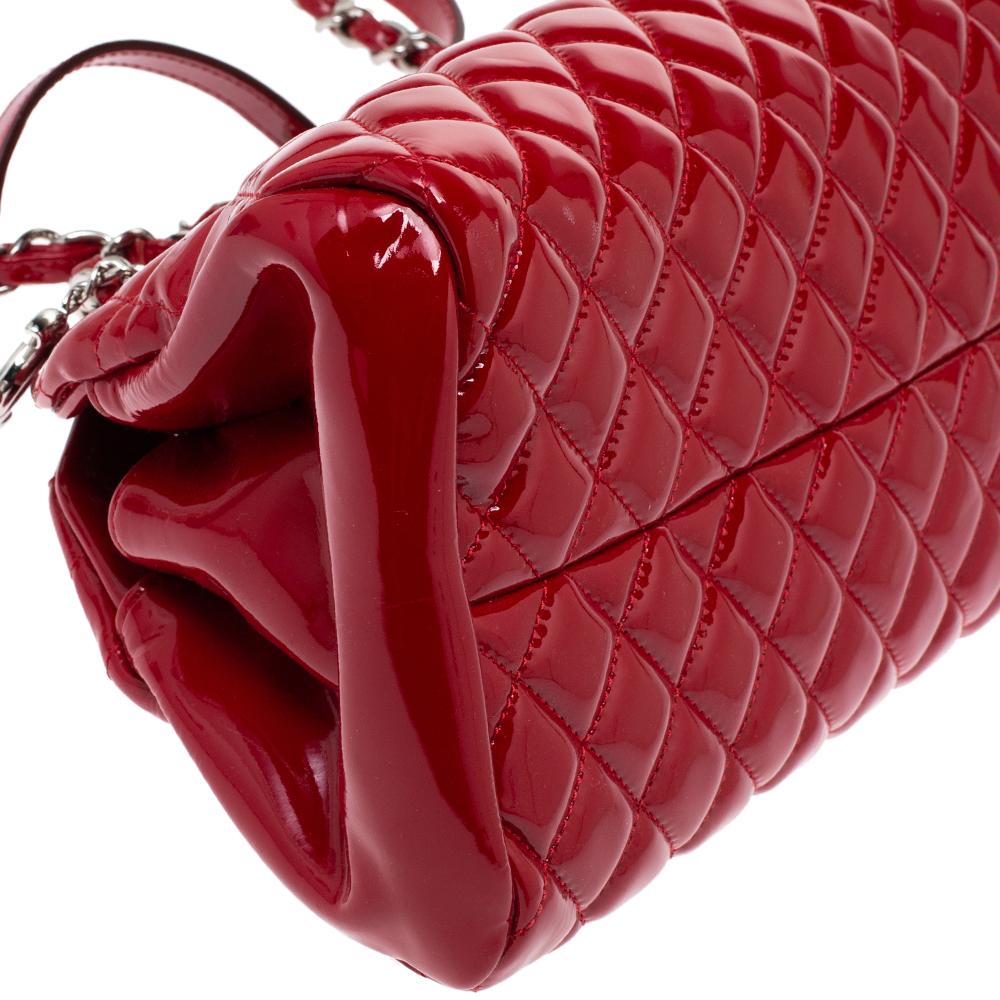 Chanel Red Quilted Patent Leather Just Mademoiselle Bowler Bag 1