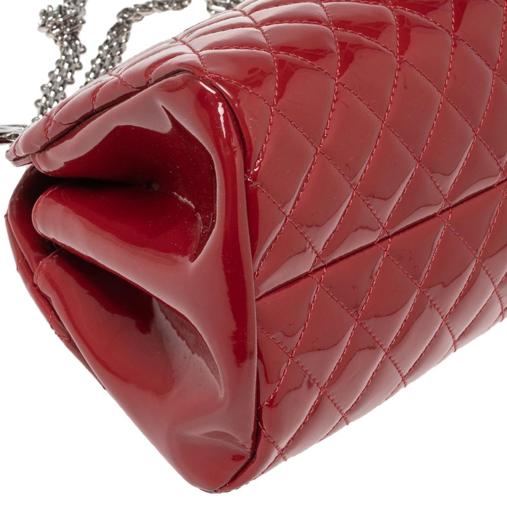 Chanel Red Quilted Patent Leather Just Mademoiselle Bowler Bag 2