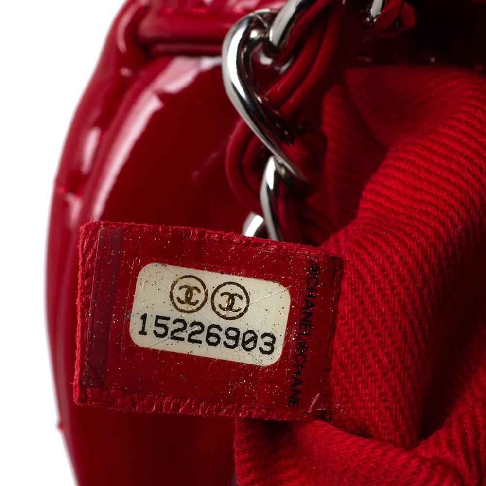 Chanel Red Quilted Patent Leather Just Mademoiselle Bowler Bag 3