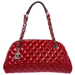 Chanel Red Quilted Patent Leather Just Mademoiselle Bowler Bag