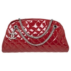 Chanel Red Quilted Patent Leather Just Mademoiselle Bowler Bag